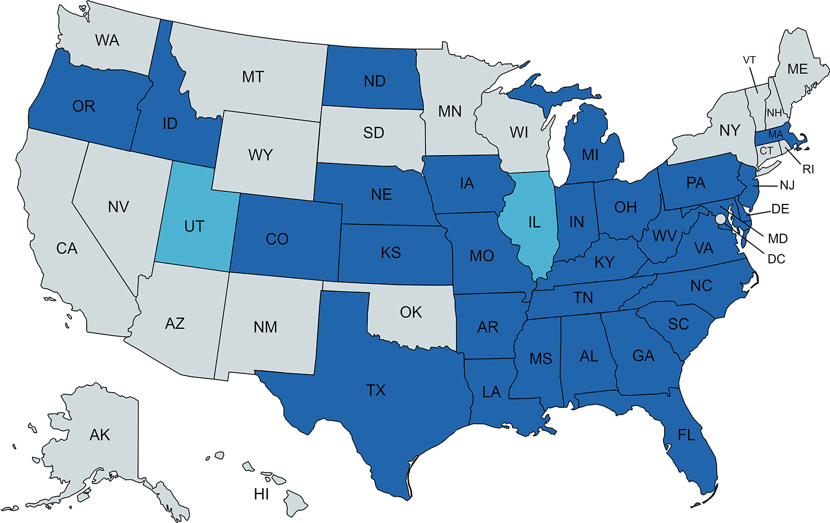 US Map of PE Licenses